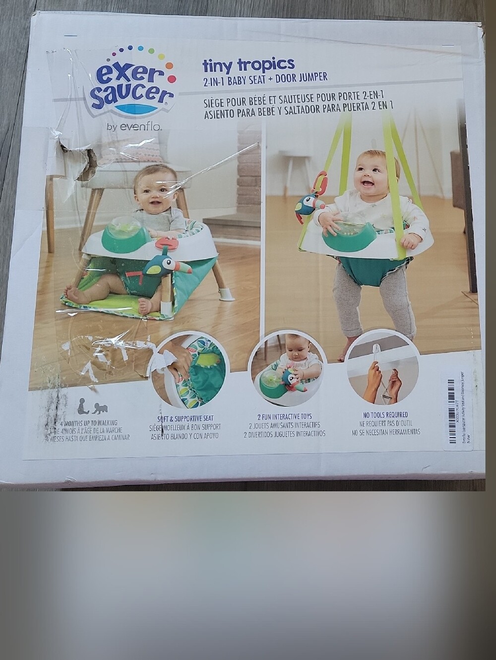 exersaucer Tiny Tropics 2-in-1 Baby Seat & Door Jumper - Green